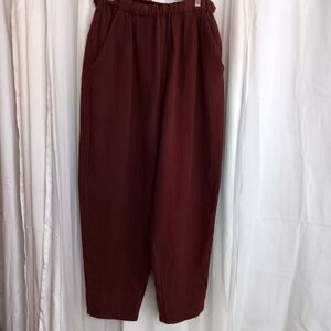 Free People Women's Burgundy Wide Leg Pants Sz Petite S Elastic Drawstring Waist